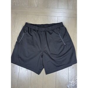 OVADIA + Shorts Mens Large Black 7" Athletic Zip Pockets Running Gym Training